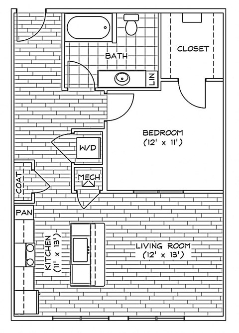 A3 Floor Plan at Piazza on West Pine, Saint Louis